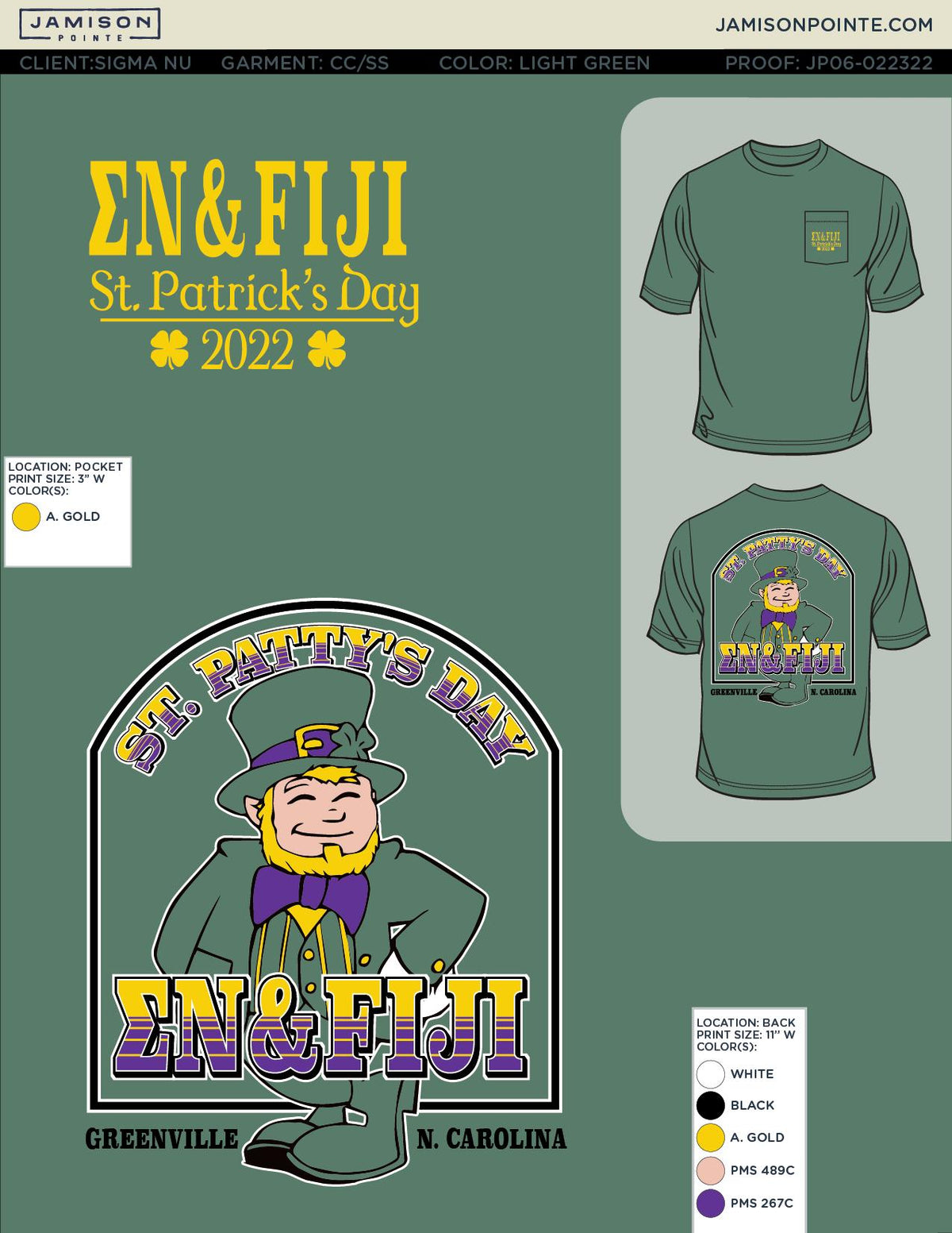 Sigma Nu East Carolina University St. Patricks T-Shirt