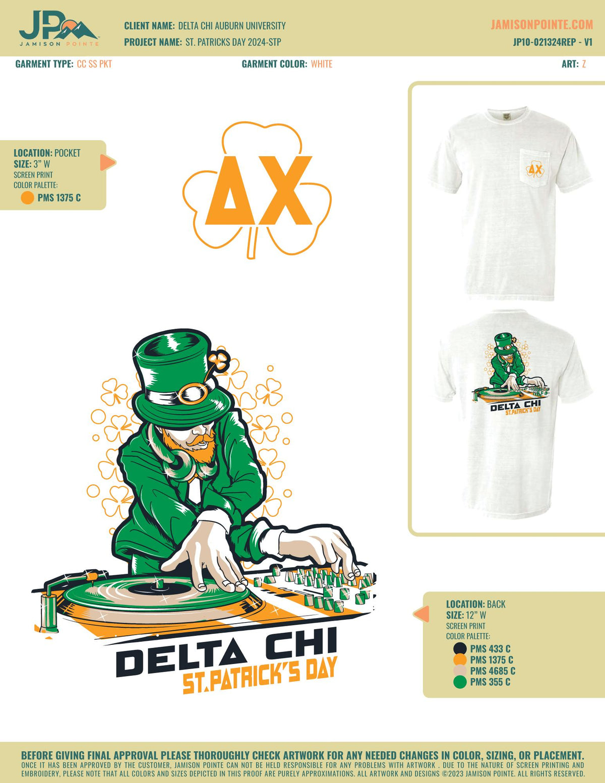 Delta Chi Auburn University St. Patricks Day T-Shirt