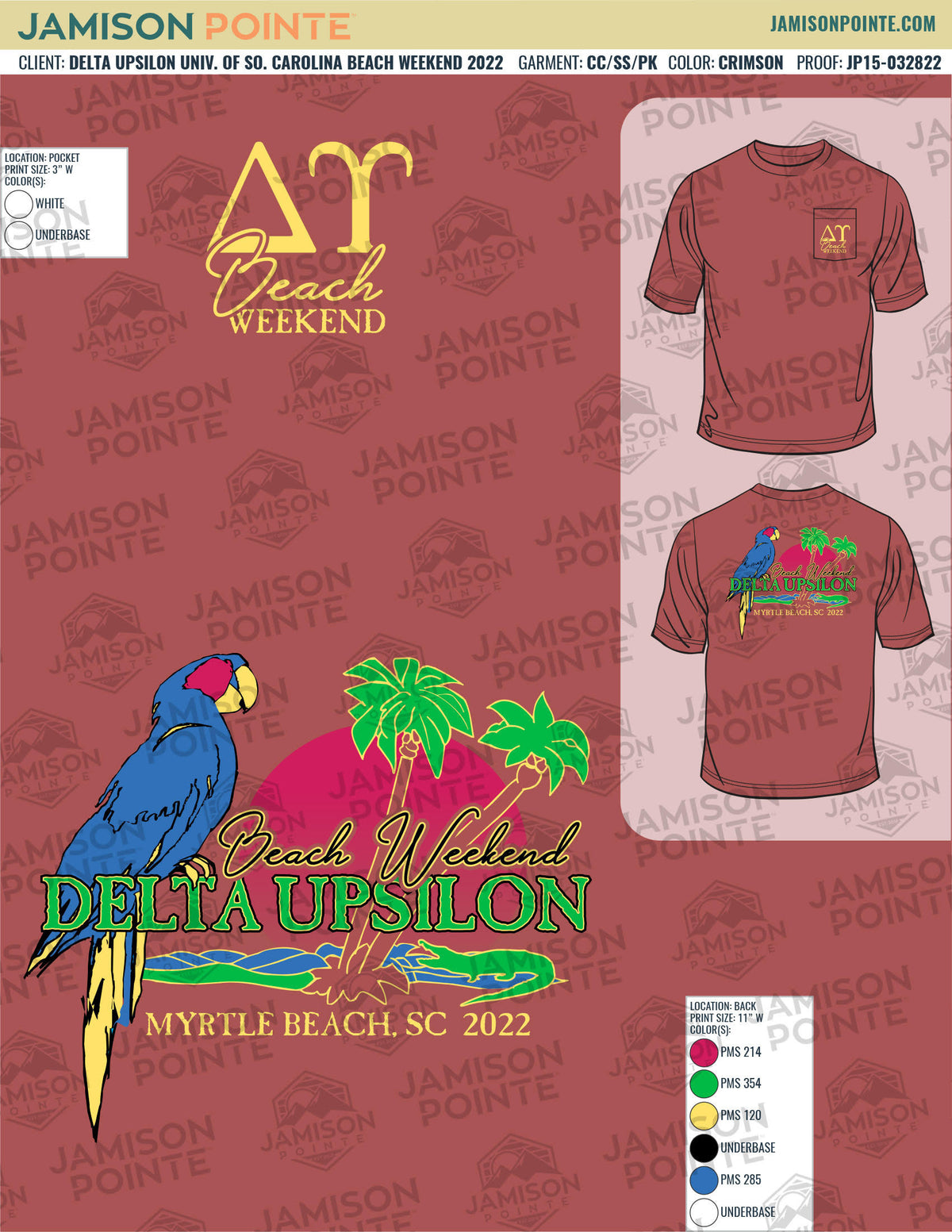 Delta Upsilon University of South Carolina Beach Weekend T-Shirt