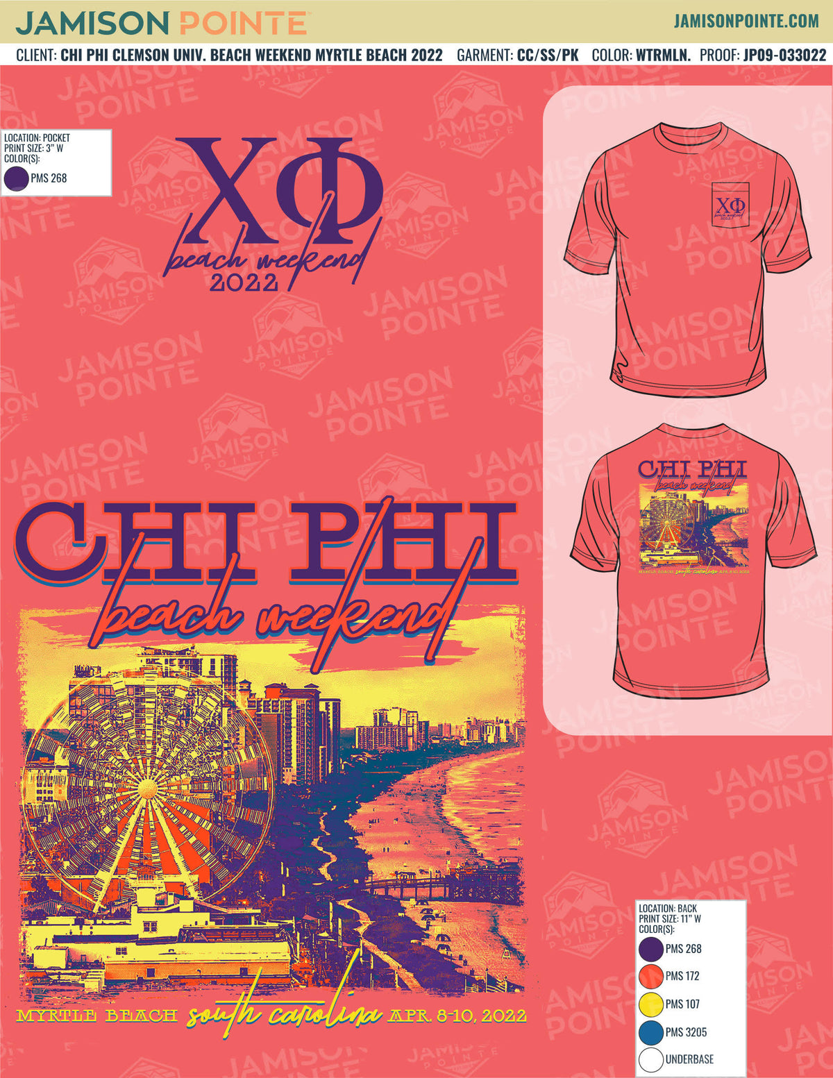 Chi Phi Clemson University Beach Weekend Myrtle Beach T-Shirt