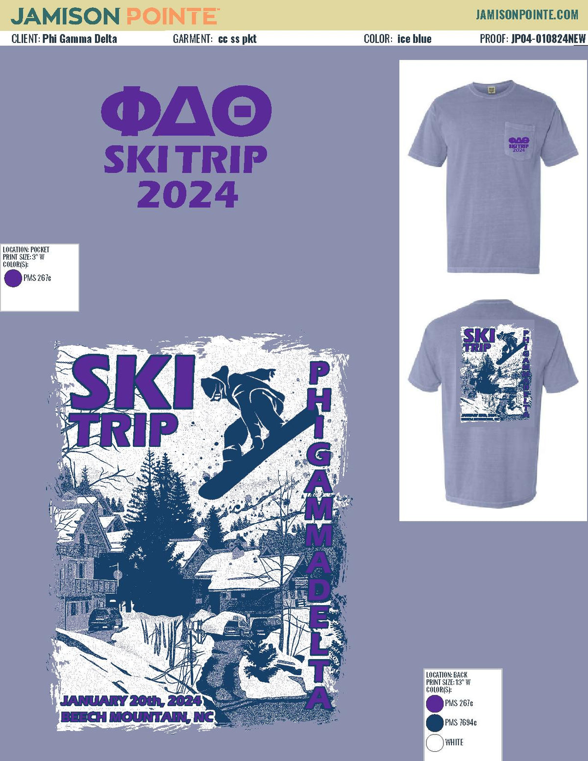 Phi Gamma Delta Clemson University Ski Trip T-Shirt