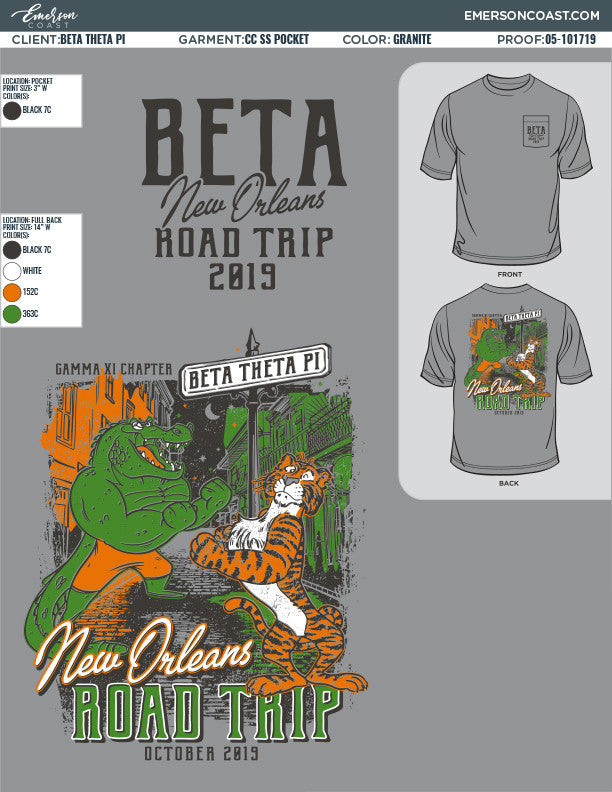 Beta Theta Pi University of Florida NOLA Road Trip T-Shirt