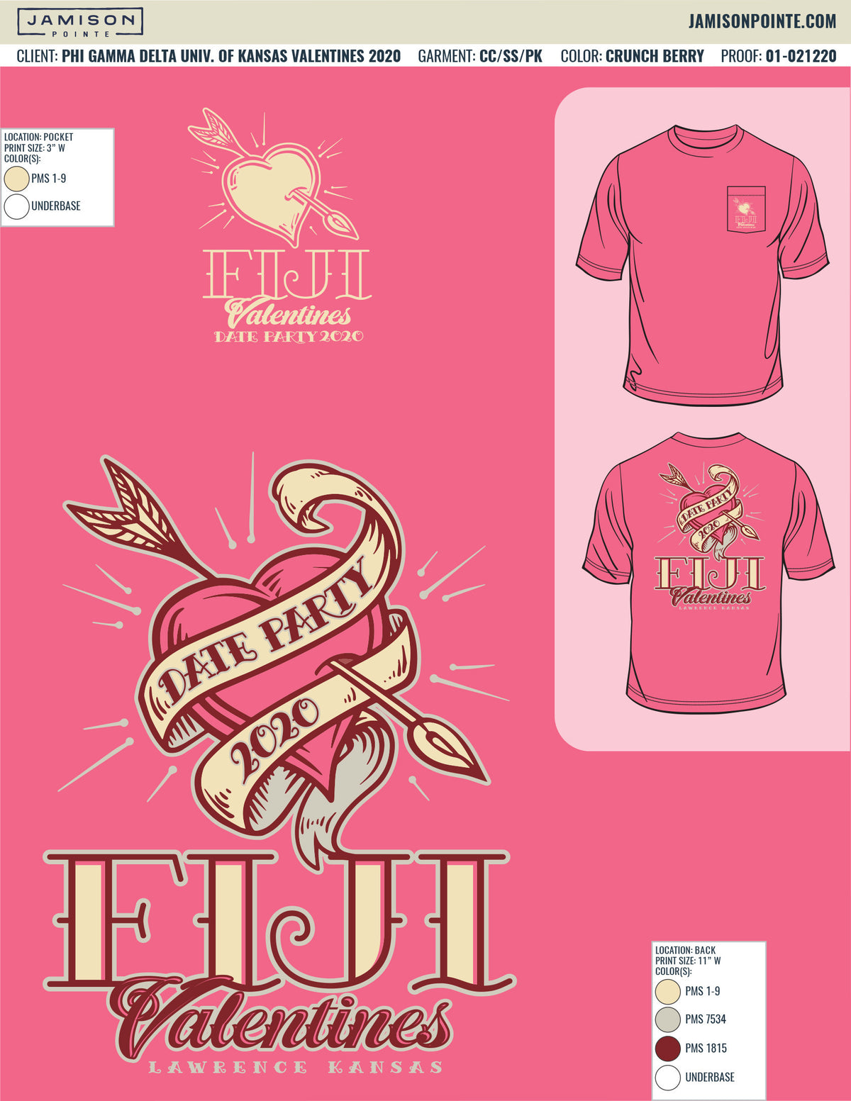 Phi Gamma Delta University of Kansas Valentines T-Shirt