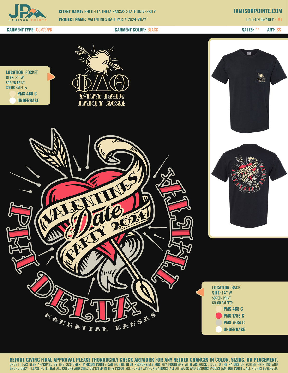 Phi Delta Theta Kansas State University Valentines Date Party T-Shirt