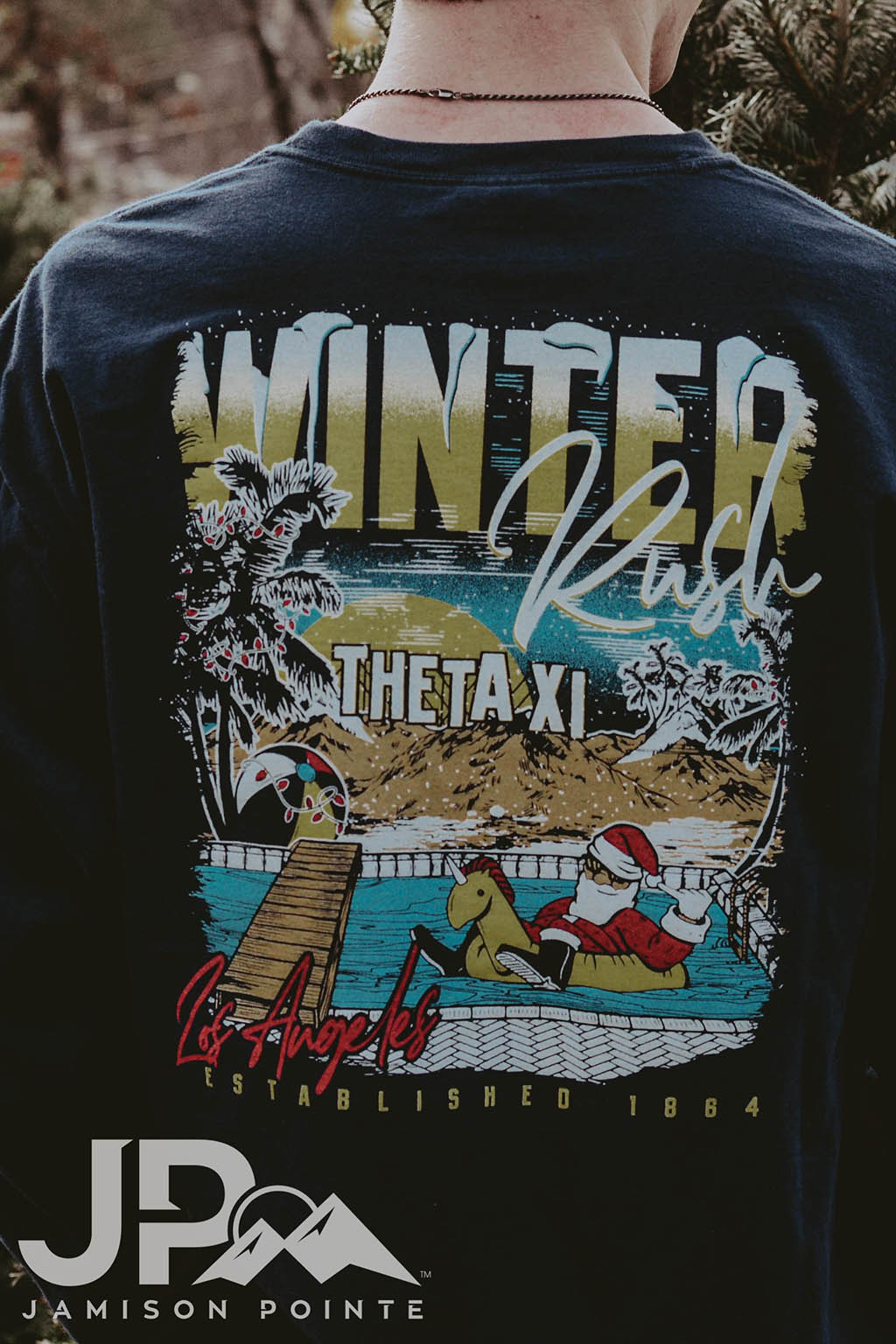 Theta Xi Winter Rush Pool Santa Tee